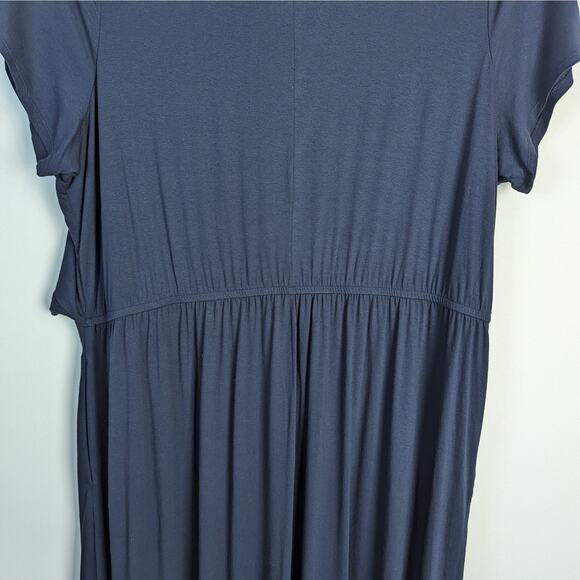 Lane Bryant Stretch V-Neck Short Sleeve Tie Knot Maxi Dress Blue Size 34/36 NWOT - Picture 5 of 10